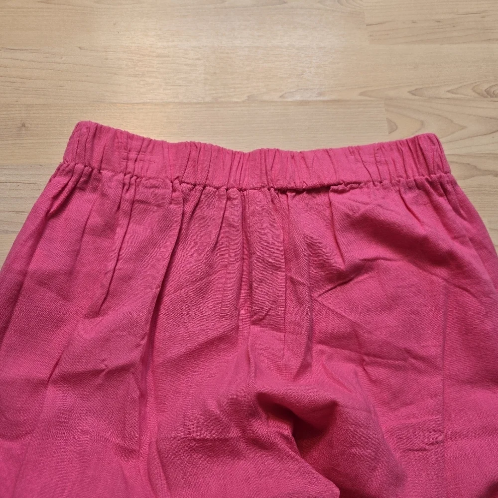 H/G Linen Blend Split Front Leg Pink Beach Pants Size Medium
